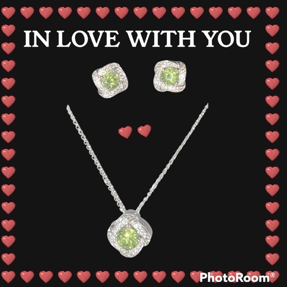 HP💘Peridot 925 Sterling Silver Necklace and Earring Set - Picture 15 of 16
